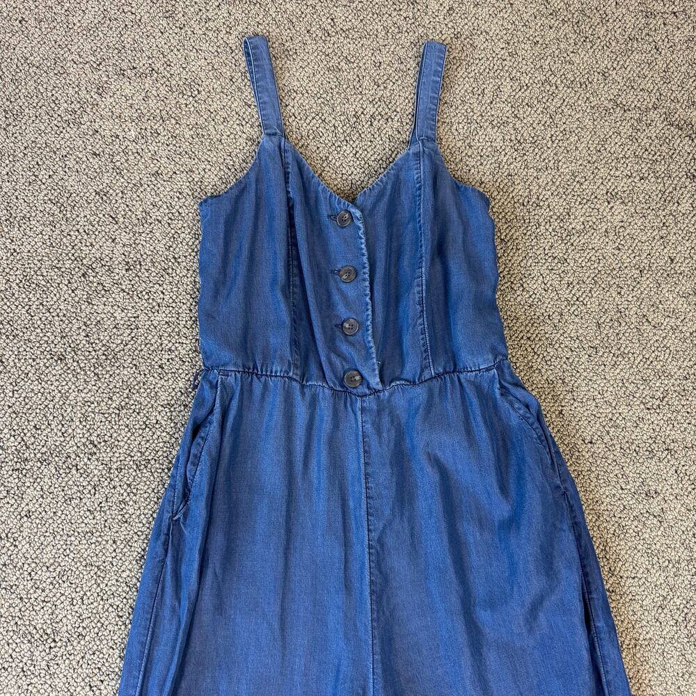 Lauren Conrad Button Down Lyocell Straight Leg Blue Jumpsuit US Womens S - Picture 3 of 9